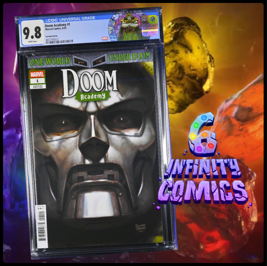 DOOM ACADEMY #1 CGC 9.8 🔥 RYAN BROWN VARIANT CUSTOM DR DOOM LABEL