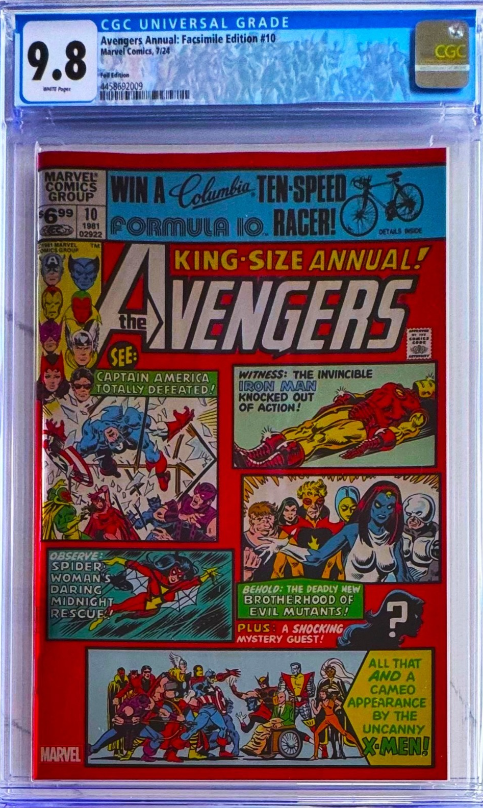 AVENGERS ANNUAL #10 FACSIMILE CGC 9.8 NM/M AL MILGROM FOIL EDITION 1ST APP