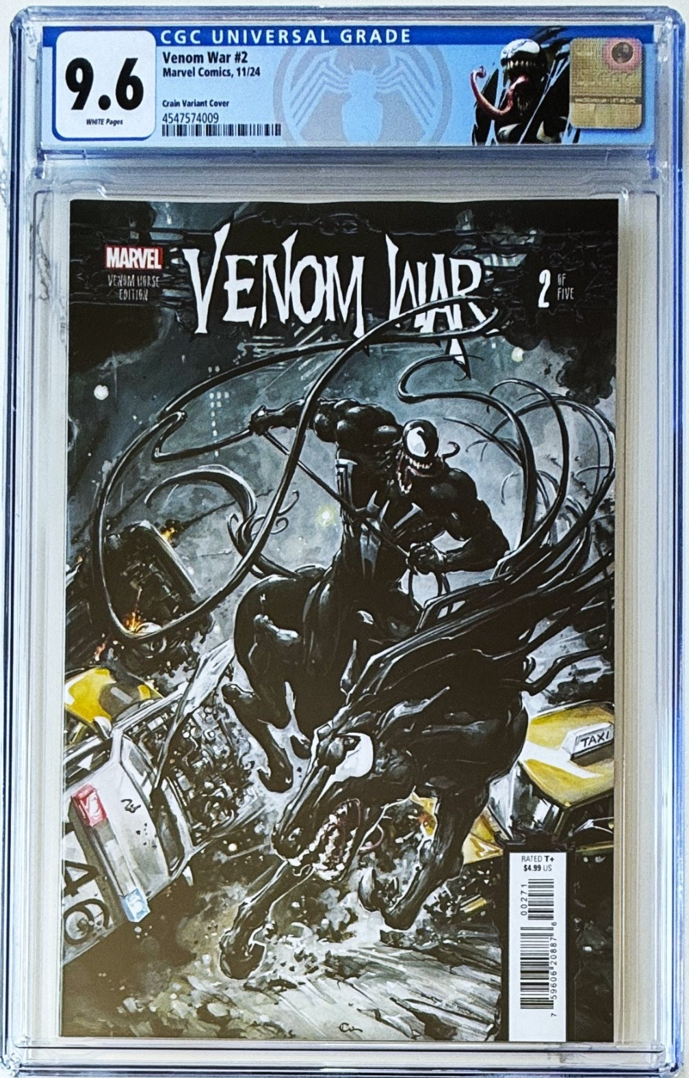 VENOM WAR #2 CGC 9.6 NM+ CLAYTON CRAIN VENOM HORSE VARIANT CUSTOM LABEL
