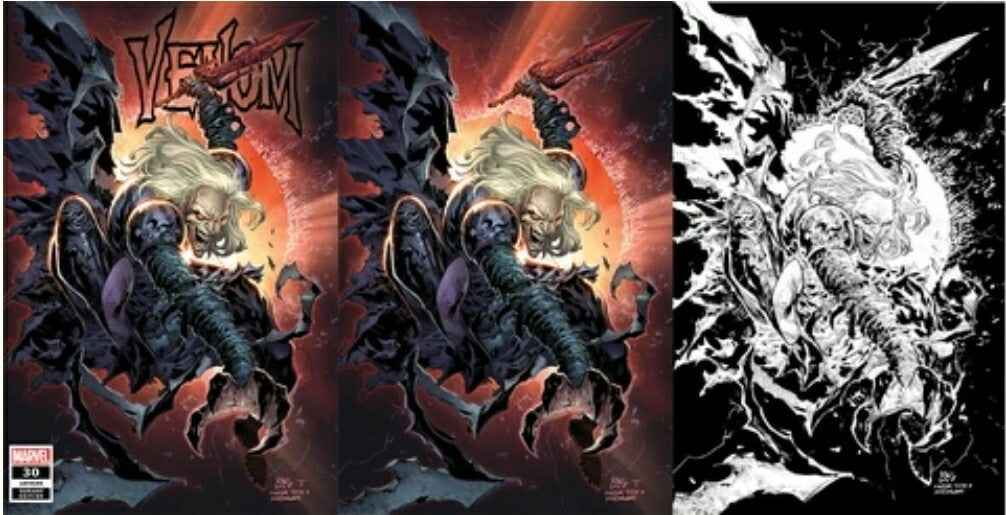 🔥🚨 Venom #30 Ken Lashley TRADE + VIRGIN + B&W SKETCH ASM 300 Homage