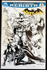 🦇BATMAN DC REBIRTH #1 🦇 SIGNED BY KIRKHAM w/ COA 🔥 Hastings B&W VARIANT