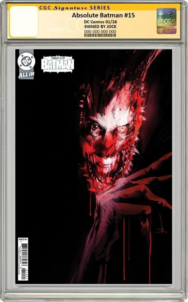 ABSOLUTE BATMAN #15 CGC 9.8 SS 🔥 CVR B SIGNED BY JOCK - CARD STOCK VARIANT