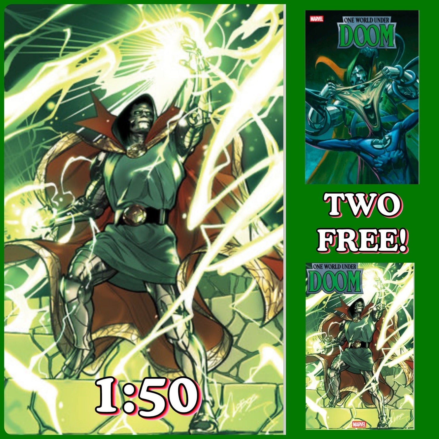 [2 FREE] ONE WORLD UNDER DOOM #6 PABLO VILLALOBOS 1:50  VIRGIN VARIANT‼️🔥