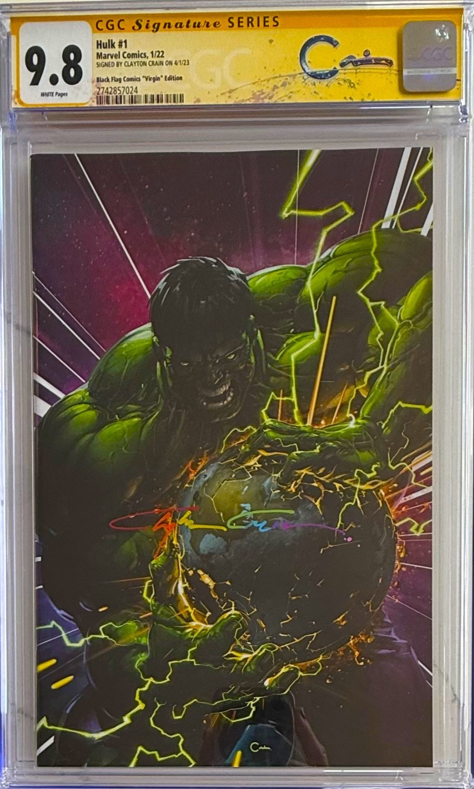 HULK #1 SS CGC 9.8 🔥 BLACK FLAG SIGNED BY CLAYTON CRAIN VIRGIN