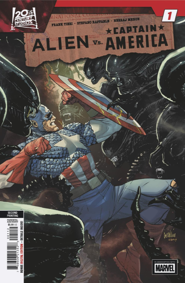 ALIEN VS. CAPTAIN AMERICA #1 🔥 DAN PANOSIAN RATIO 2ND PRINTING VIRGIN 1:25