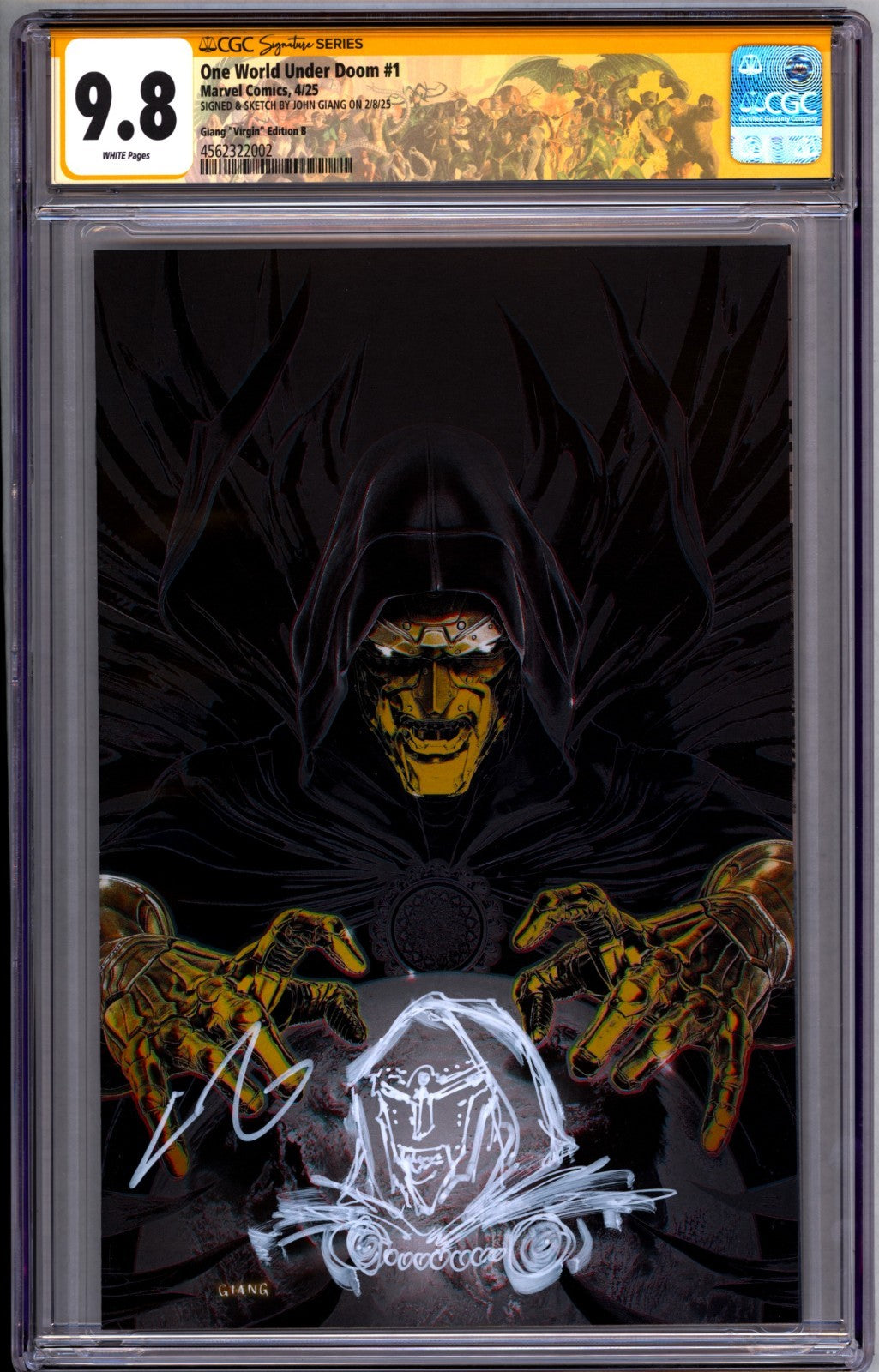 ONE WORLD UNDER DOOM #1 VIRGIN SS CGC 9.8 🔥 SIGNED AND REMARKED BY JOHN GIANG