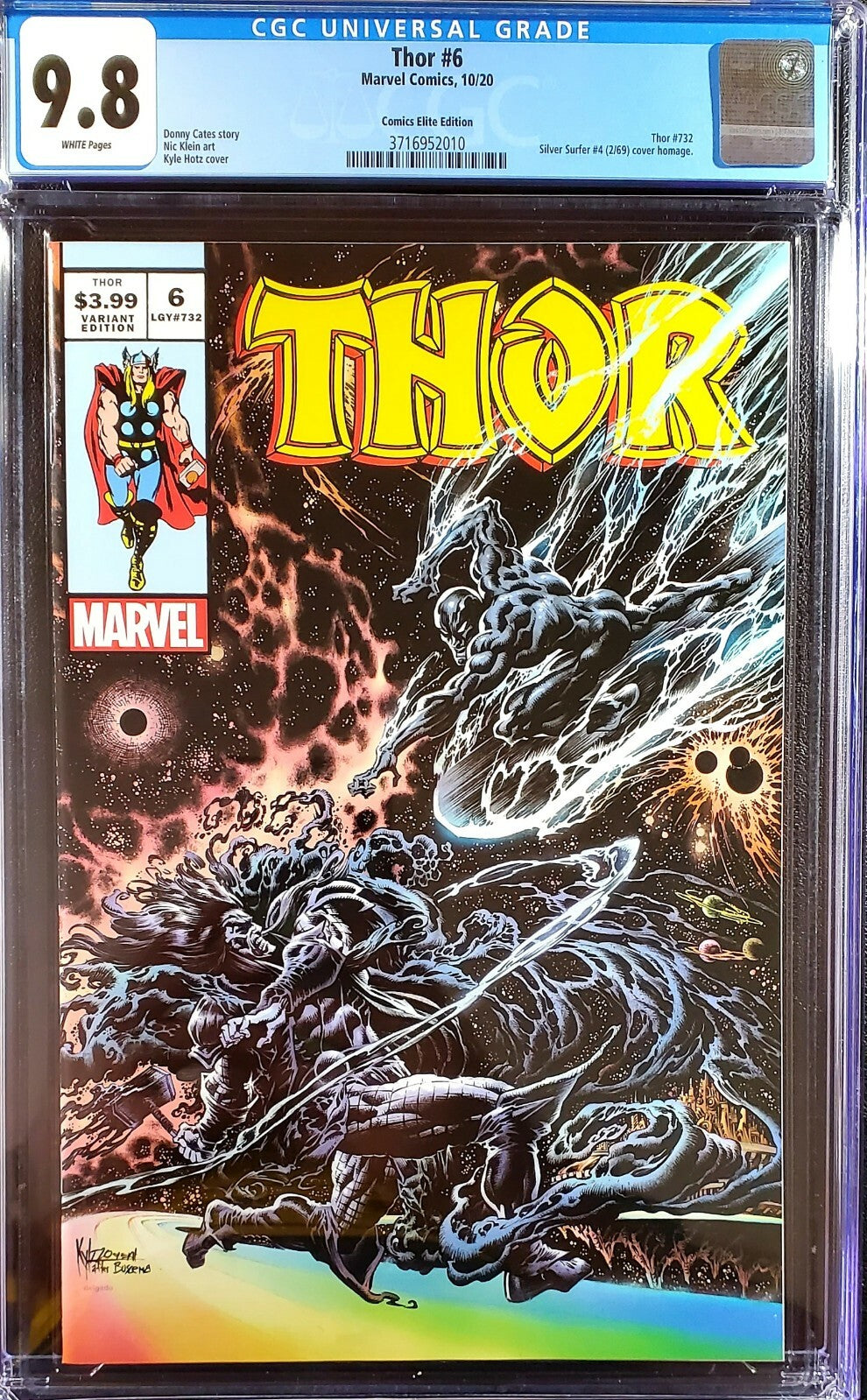 🔥 THOR 6 Kyle Hotz Variant CGC 9.8 Black Winter Silver Surfer 4 Homage - miguel