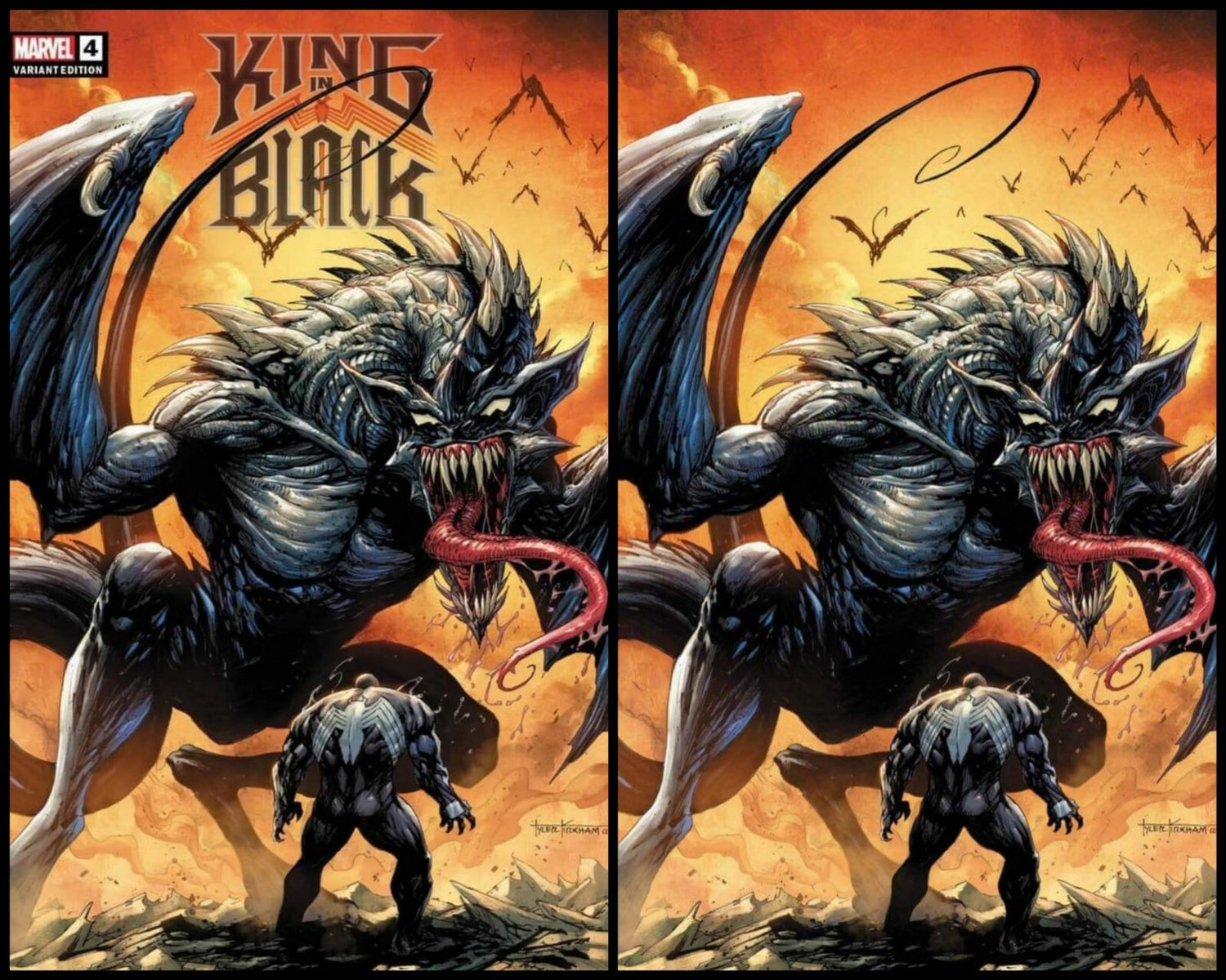 👑🔥 KING IN BLACK #4 TYLER KIRKHAM 2 COMIC SET 🔥 CRAIN VENOM 3 PEACH