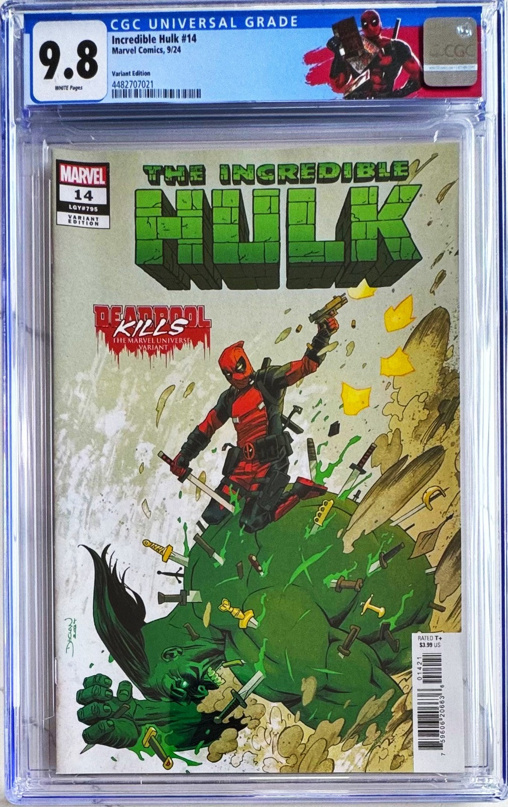 THE INCREDIBLE HULK #14 CGC 9.8 SHALVEY DEADPOOL KILLS THE MARVEL UNIVERSE VAR