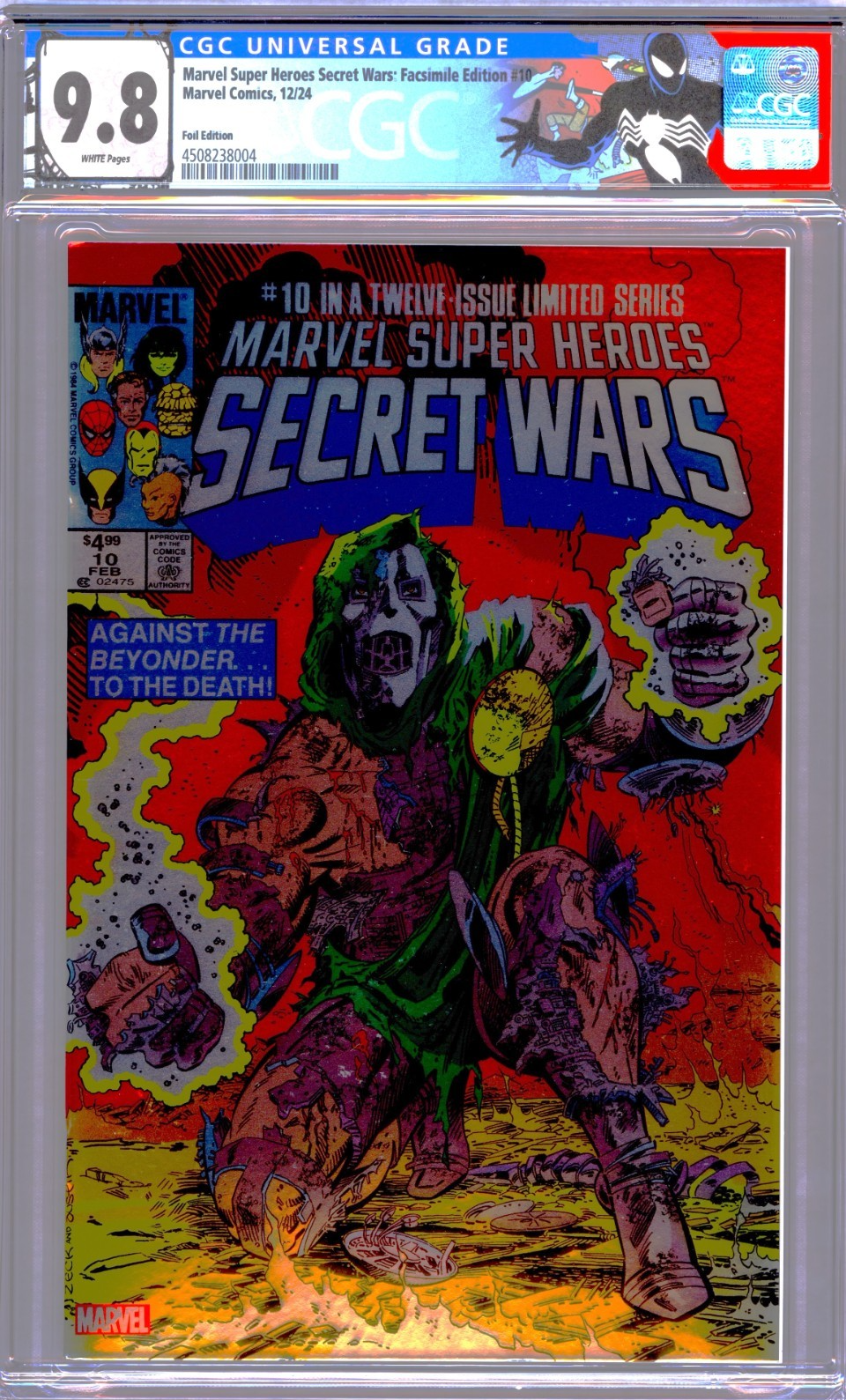 MARVEL SUPER HEROES SECRET WARS #10 CGC 9.8 FACSIMILE FOIL VARIANT DOOM