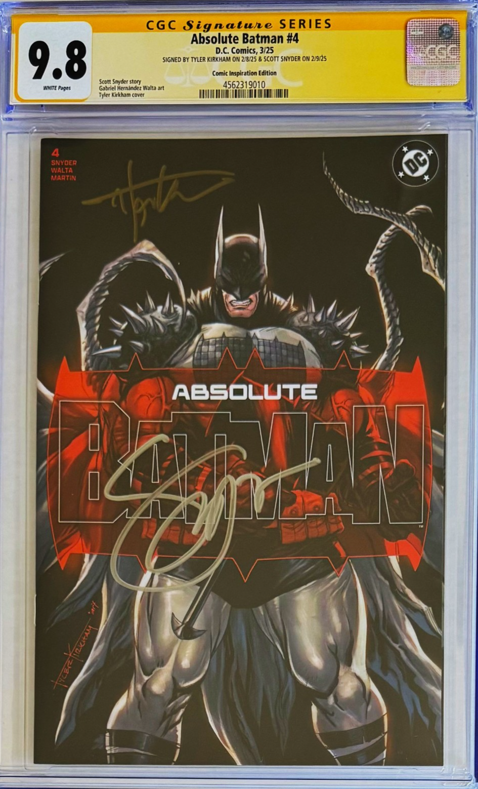 ABSOLUTE BATMAN #4 CGC 9.8 SS 🔥 2x SIGNED TYLER KIRKHAM, SCOTT SNYDER MEGACON