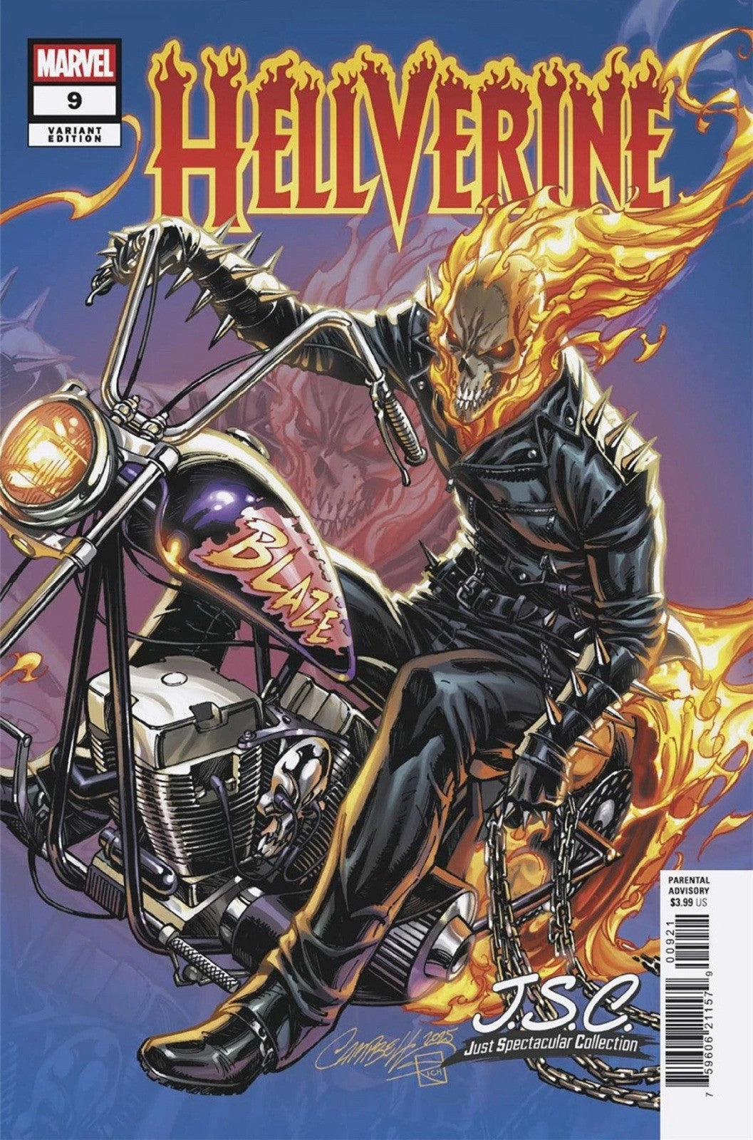🔥💀  HELLVERINE #9 J. SCOTT CAMPBELL 1:100 JUST SPECTACULAR VIRGIN 🔥TOPLOADER