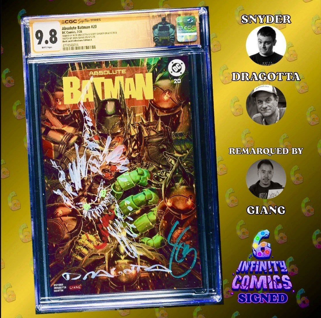 ABSOLUTE BATMAN 20 SS CGC 9.8🔥 GIANG REMARK 2x SIGNED DRAGOTTA & SNYDER