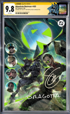 ABSOLUTE BATMAN 20 SS CGC 9.8🔥TAO GLOW-IN-THE-DARK 2x SIGNED BY SNYDER DRAGOTTA