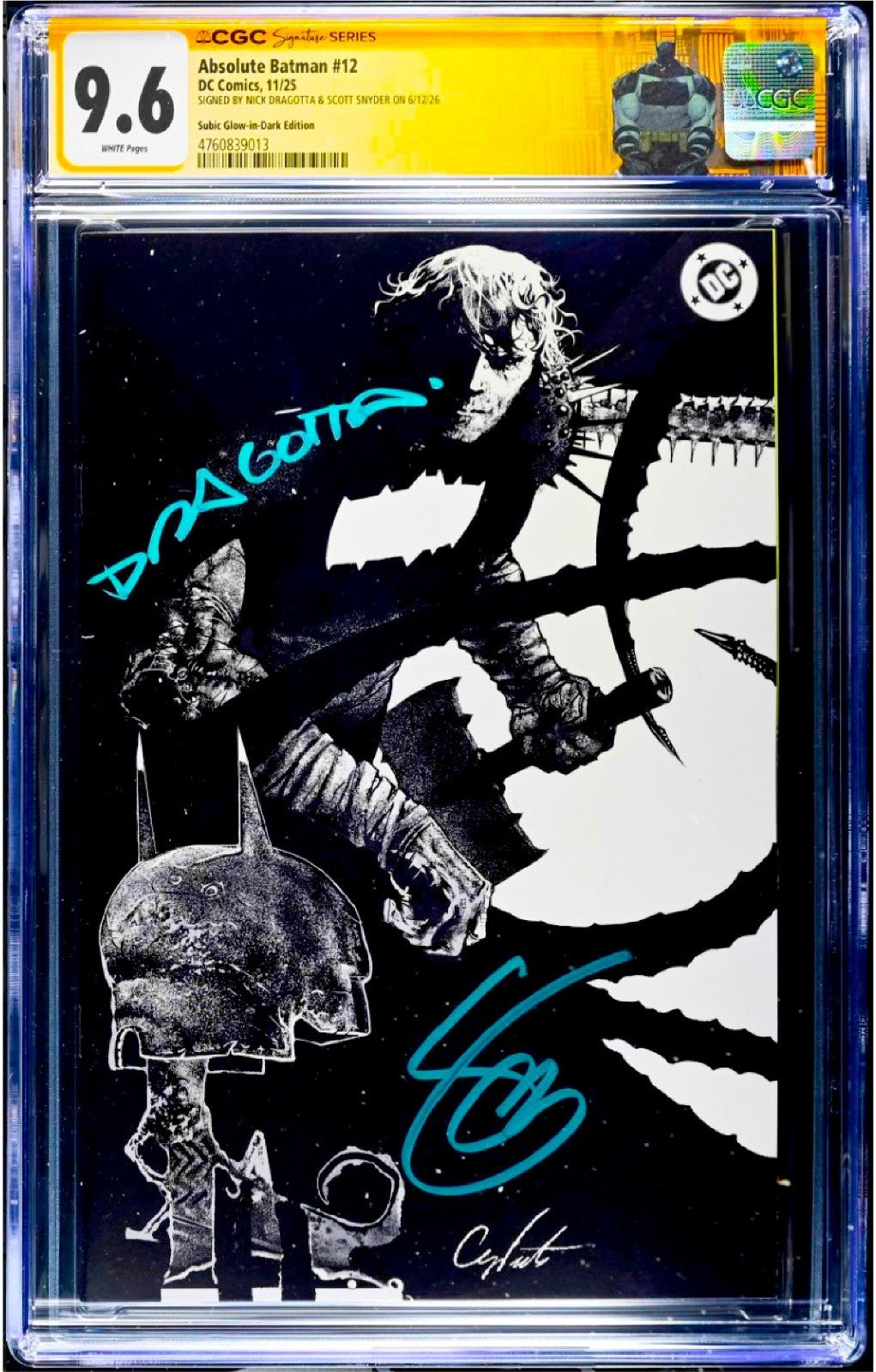 ABSOLUTE BATMAN #12 SS CGC 9.6 🔥 SUBIC GITD COVER SIGNED X2 BY DRAGOTTA SNYDER