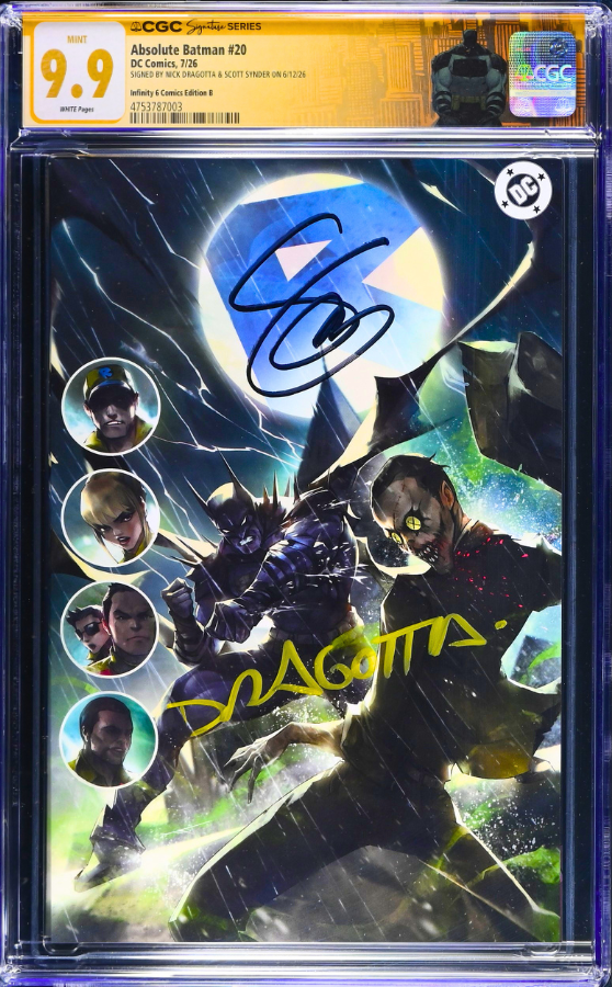 9.9 CGC SS ABSOLUTE BATMAN 20🔥TAO GLOW-IN-THE-DARK 2x SIGNED BY SNYDER DRAGOTTA