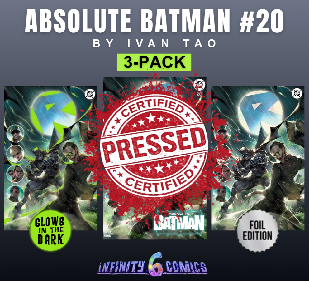 [PRESSED] ABSOLUTE BATMAN 20 🦇 TAO 3PACK TRADE FOIL VIRGIN GLOW-IN-THE-DARK SET