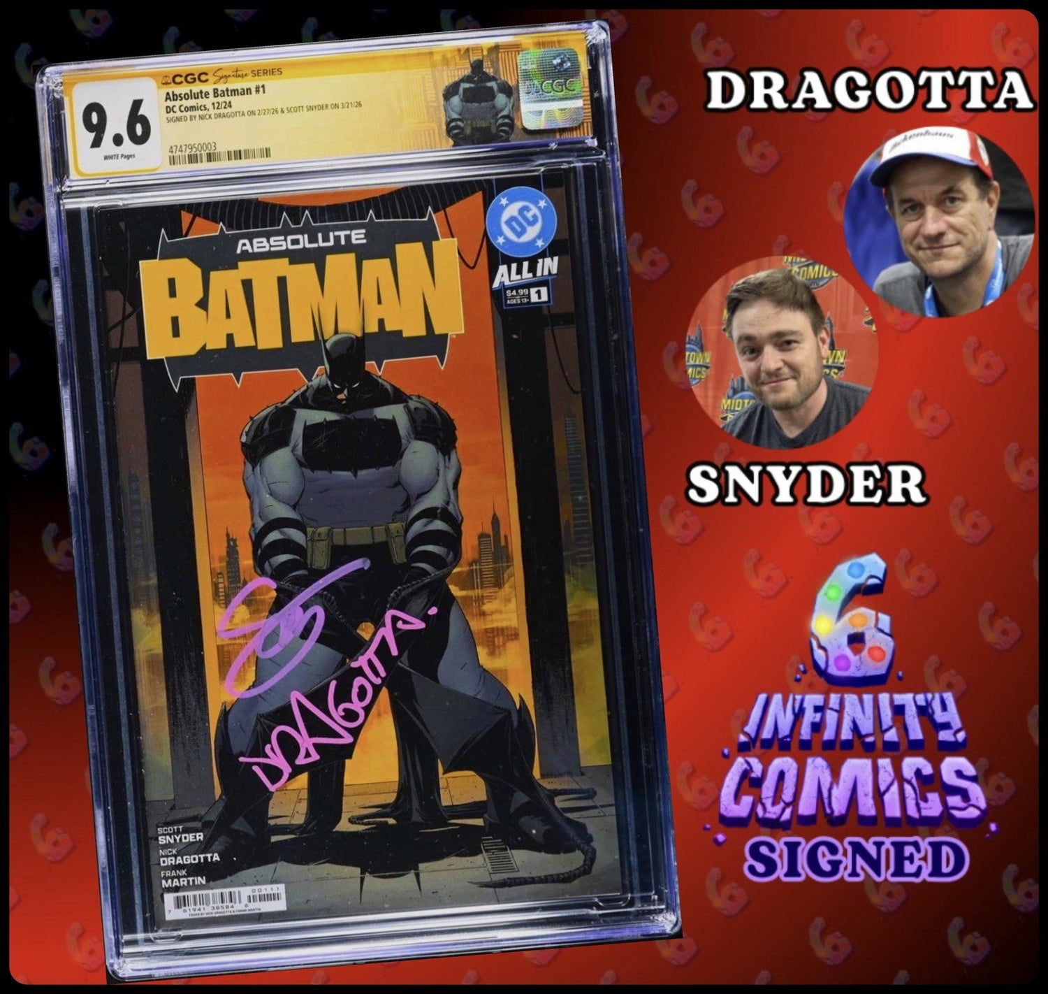 ABSOLUTE BATMAN #1 SS CGC 9.6 🔥 1ST PTG COVER A SIGNED BY DRAGOTTA & SNYDER