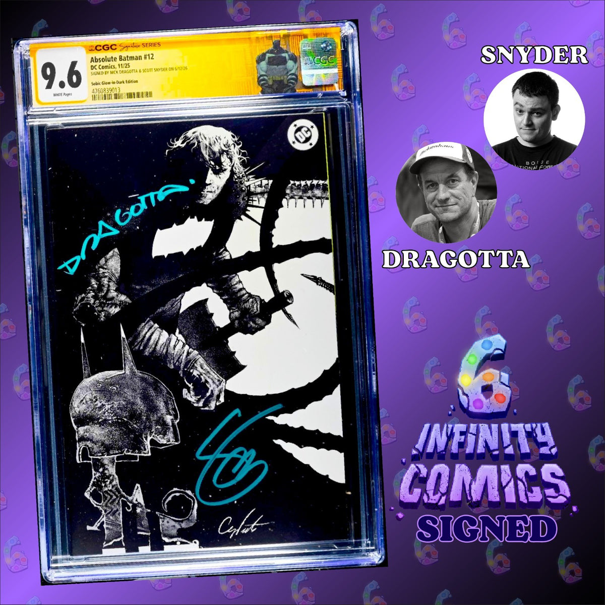 ABSOLUTE BATMAN #12 SS CGC 9.6 🔥 SUBIC GITD COVER SIGNED X2 BY DRAGOTTA SNYDER