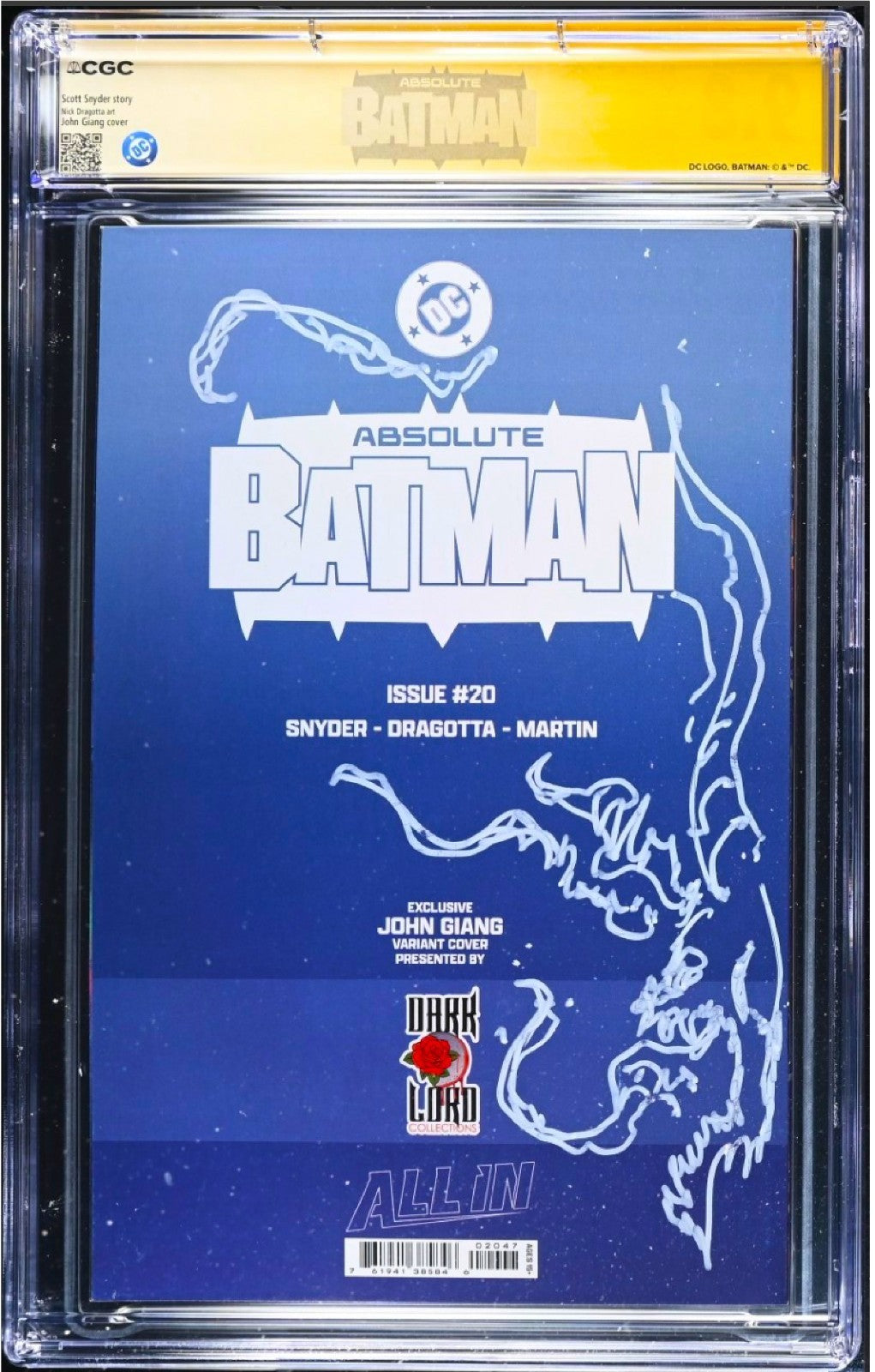 ABSOLUTE BATMAN 20 SS CGC 9.8🔥 VIRGIN GIANG REMARK 3 SIGNED DRAGOTTASNYDERGIANG