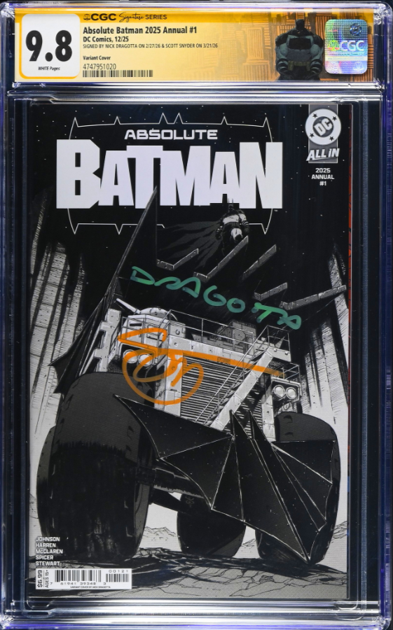 ABSOLUTE BATMAN 2025 ANNUAL 1 CGC 9.8 🔥 1ST PRINT B&W SIGNED SNYDER DRAGOTTA