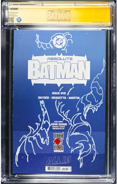 ABSOLUTE BATMAN 19 SS CGC 9.8🔥 VIRGIN GIANG REMARK 3 SIGNED DRAGOTTASNYDERGIANG