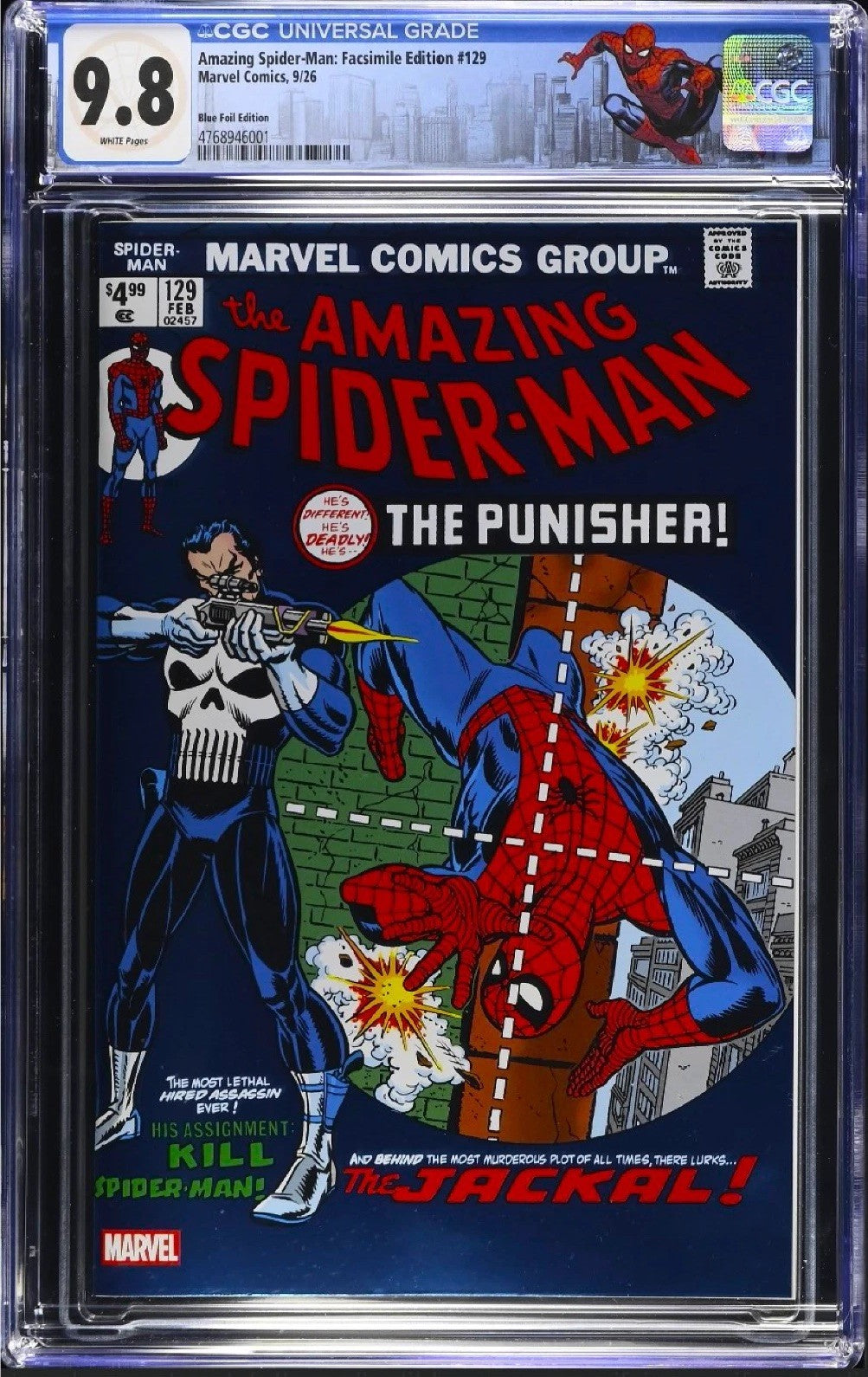 AMAZING SPIDER-MAN 129 CGC 9.8 BLUE FOIL 🔥 KANE & ROMITA COVER CUSTOM  LABEL