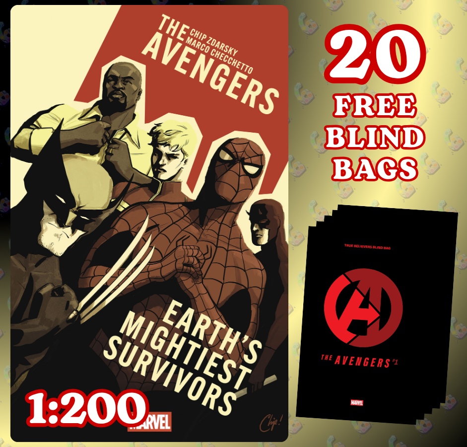 AVENGERS #1 🔥 1:200 CHIP ZDARSKY VARIANT [20 FREE BLIND BAGS]