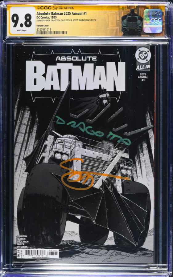 ABSOLUTE BATMAN 2025 ANNUAL 1 CGC 9.8 🔥 1ST PRINT B&W SIGNED DRAGOTTA SNYDER