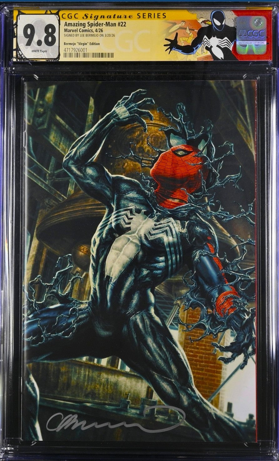 AMAZING SPIDER-MAN #22 SS CGC 9.8 🔥 SIGNED BY LEE BERMEJO VIRGIN VARIANT