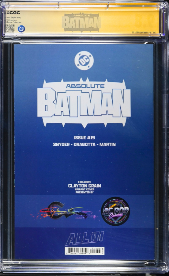 ABSOLUTE BATMAN #19 SS CGC 9.8 🔥 CLAYTON CRAIN COVER SIGNED BY SNYDER DRAGOTTA