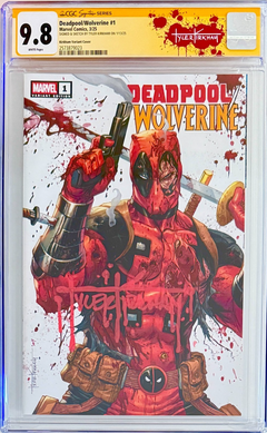DEADPOOL / WOLVERINE #1 CGC 9.8 SS 🔥SIGNED & SKETCH TYLER KIRKHAM CUSTOM LABEL