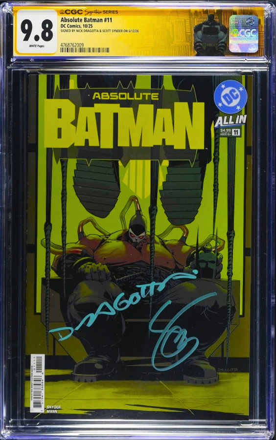 ABSOLUTE BATMAN 11 SS CGC 9.8 🔥 DRAGOTTA COVER A 2x SIGNED BY SNYDER & DRAGOTTA