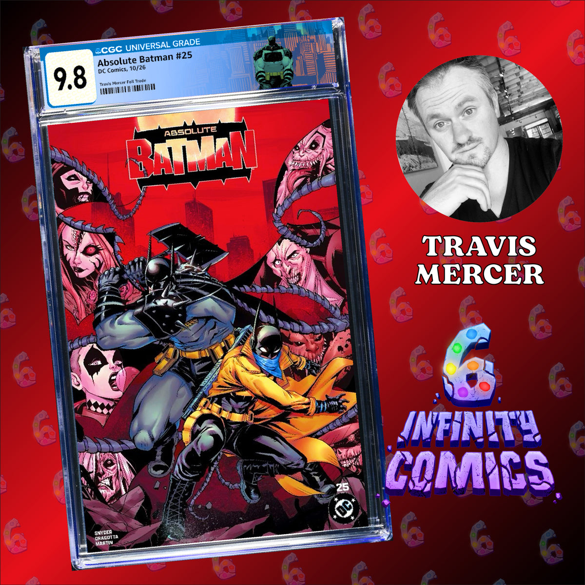 Travis Mercer, Scott Synder, Nick Dragotta, graded, Foil Variant, Foil Trade, Foil Edition, FOIL, Custom Label, Color foil, CGC Custom Label, Batman custom label, Absolute Wonder Woman, Absolute Two Face, absolute scarecrow, Absolute Robin, absolute Poison Ivy, Absolute Penguin, Absolute Joker, Absolute Green Arrow, Absolute Clayface, Absolute Catwoman, Absolute Batman, Absolute Bat, Absolute Bane
