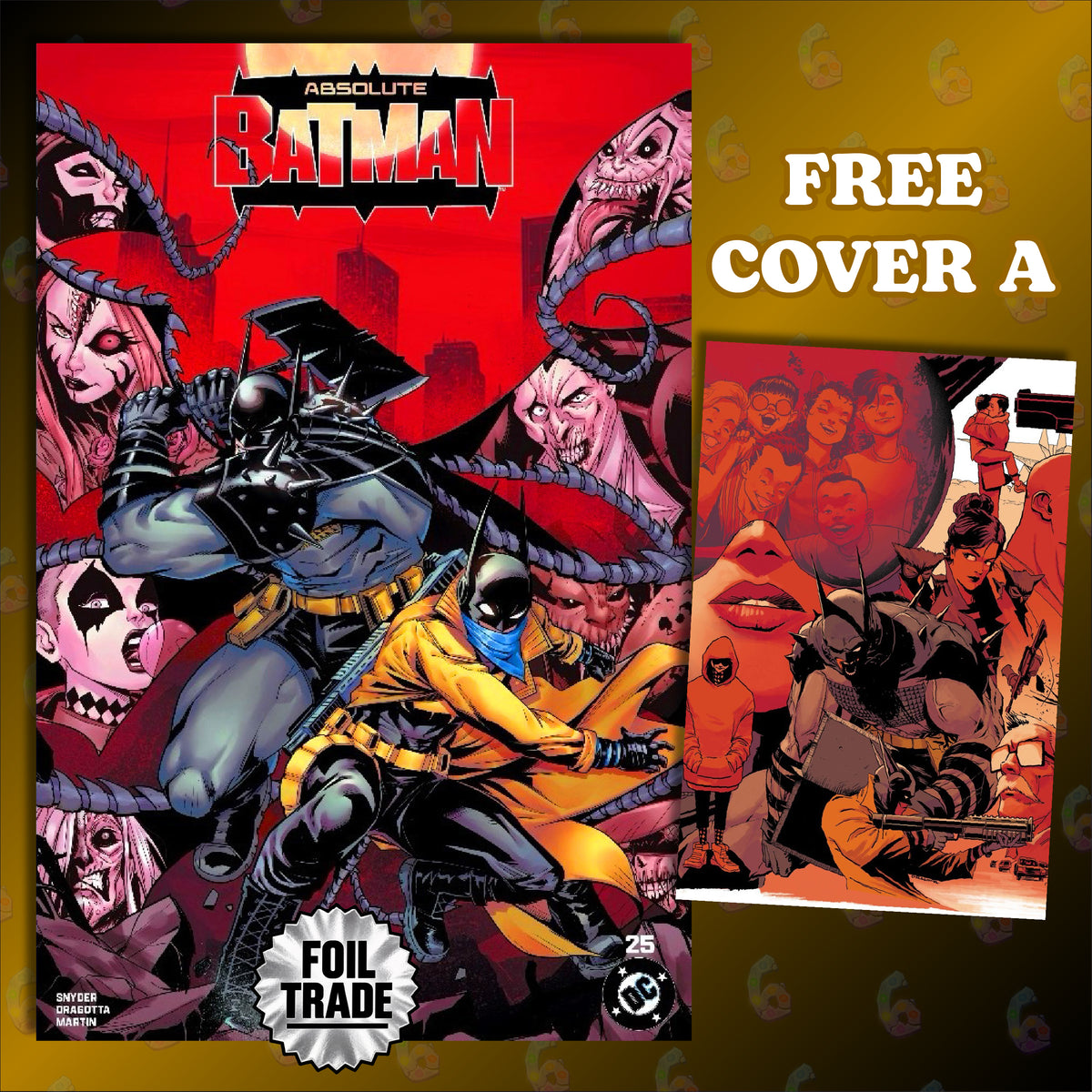 Travis Mercer, Signed Edition, Scott Snyder, Nick Dragotta, Foil Variant, Foil Trade, Foil Edition, FOIL, Color foil, Absolute Wonder Woman, Absolute Two Face, absolute scarecrow, Absolute Robin, absolute Poison Ivy, Absolute Penguin, Absolute Joker, Absolute Green Arrow, Absolute Clayface, Absolute Catwoman, Absolute Batman, Absolute Bat, Absolute Bane